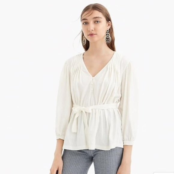 New JCREW Point‎ Sur pleated tie-waist top - Picture 1 of 6
